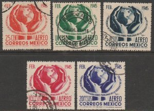 MEXICO C143-C147, Conference on War & Peace. CPLT. SET, Used. F-VF  (27)