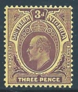 Southern Nigeria #36 NH 3p Edward VII Defin. - Wmk. 3