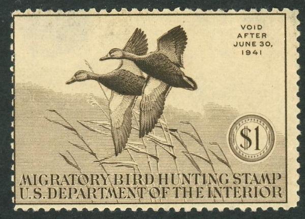 1940 US Federal Duck Stamp #RW7 Mint Hinged Fine Disturbed Original Gum
