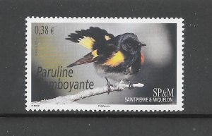 BIRDS - ST PIERRE #1008 AMERICAN REDSTART MNH