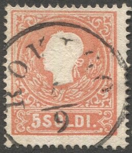 Lombardy-Venetia 1858  Sc 10  5s Type II Used F, ROVIGO cancel