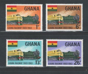 Ghana 1963 60th Anniversary of Ghana's Railroads Scott # 156 - 159 MNH