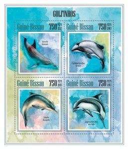 GUINEA BISSAU - 2013 - Dolphins - Perf 4v Sheet - Mint Never Hinged