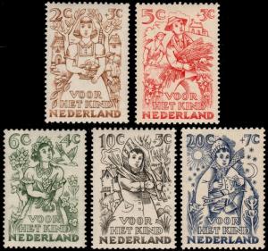 ✔️ NETHERLANDS 1949 - SURTAX CHILD WELLFARE - SC. B203/7 NVPH 544/548 ** MNH