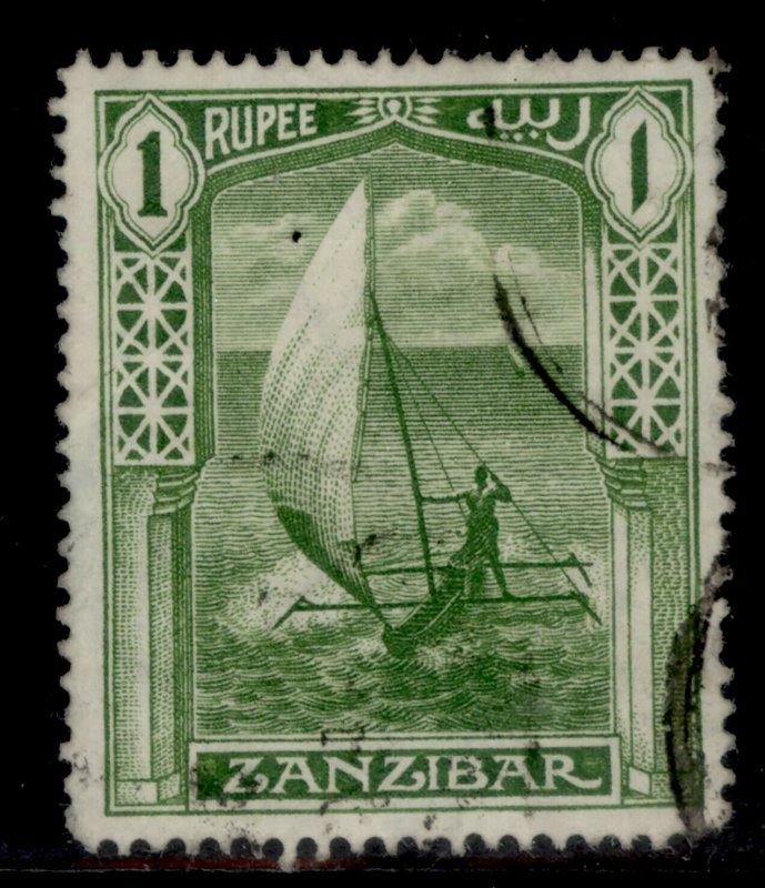 ZANZIBAR SG255, 1r yellow-green, FINE USED. Cat £19.