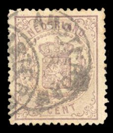 Netherlands #22 Cat$70, 1870 2 1/2c violet, used