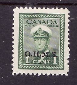 Canada -Sc#o1-1c green KGVI OHMS-NH-id#359-1949-50-