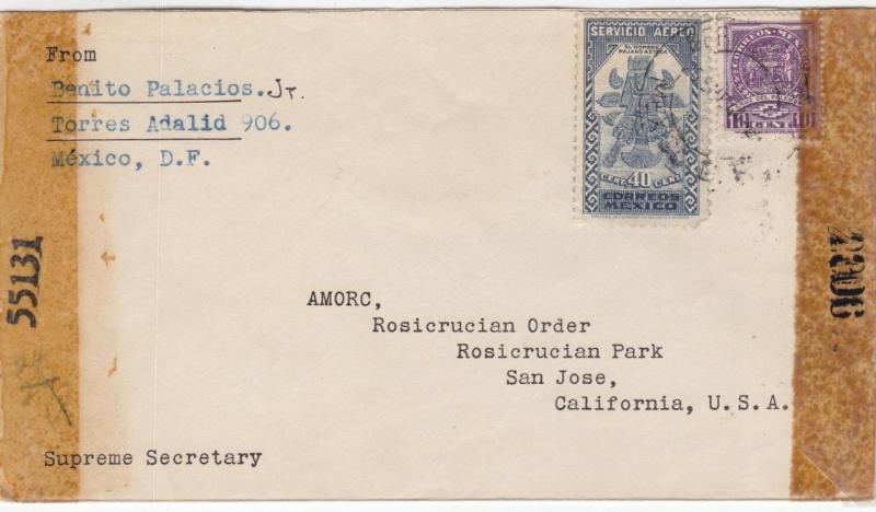 1944, Mexico to San Jose, CA, Censored (C2341)