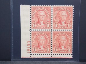 US SCOTT #590 PLATE BLOCK XF OG NH  AK 6/3/24