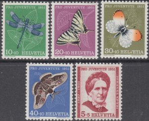 SWITZERLAND Sc #B207-11 CPL MNH - PORTRAIT and BUTTERFLIES