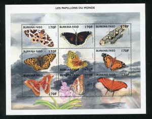 Burkina Faso 1108, 110-113 Butterflies Stamp Sheets MNH 1998