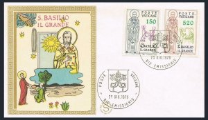 Vatican 652-653,FDC.Michel 743-744. St Basil the Great,1600th death Ann.1979.