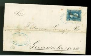 1874  Guanajuato Mexico letter cover guadalajara # 109