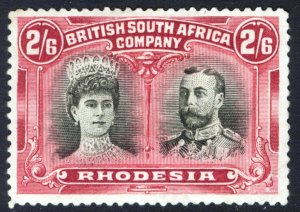 Rhodesia 1910 2s6d Black & Carmine Rose P14 SG 157 Sc 113 LMM/MLH Cat£350($427)