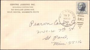 1965 ST. P. & NOYES  RPO RAILROAD POST OFFICE CANCEL