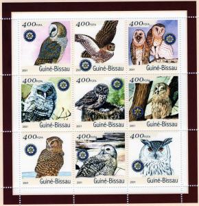 Guinea - Bissau 2001 Owls-Rotary Club International  Shlt (9)Mi#1437/1445 MNH