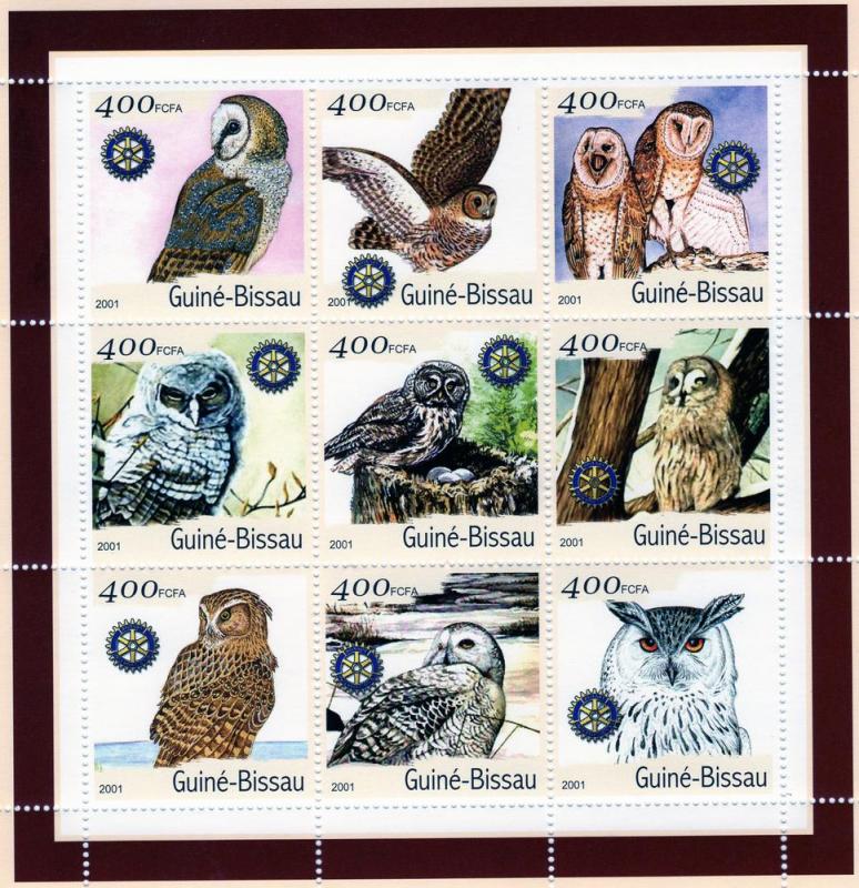 Guinea - Bissau 2001 Owls-Rotary Club Int Shlt (9)Mi#1437/45