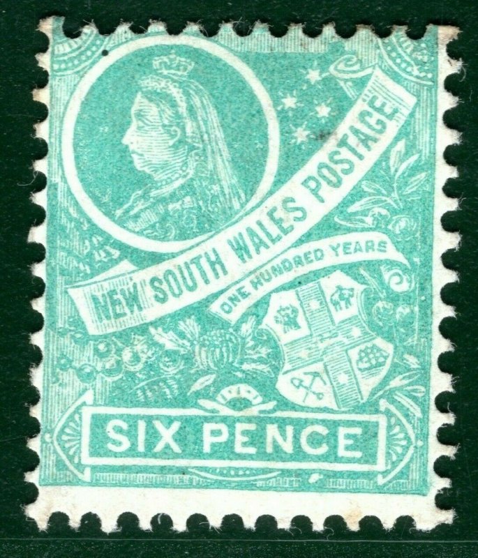 Australia States NSW QV SG.297fb 6d Emerald (1898) PERF 12 Mint MM c£29 EBLUE150