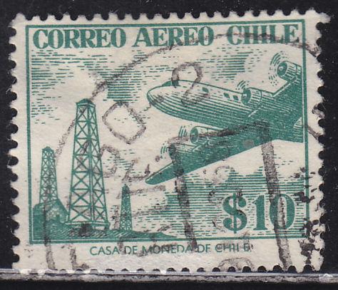 Chile C176 Oil Derricks and Plane 1956