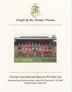 St VINCENT 1987 FOOTBALL ARSENAL  imperf on FORMAT INT PROOF CARD