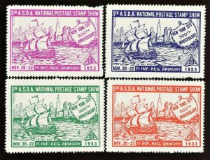  ASDA National Postage Stamp Show New York 1950, 1953, 1954 Poster Stamp