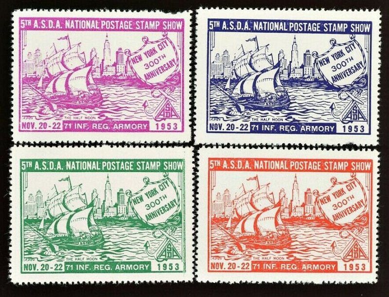  ASDA National Postage Stamp Show New York 1950, 1953, 1954 Poster Stamp