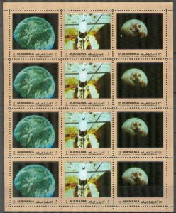 Manama 1972 Space Mi. 945aA/B945aA x3 Sheet MNH