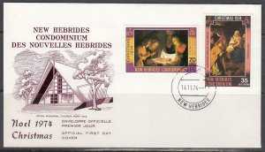 New Hebrides (Eng) Scott 194-5 FDC - Christmas 1974