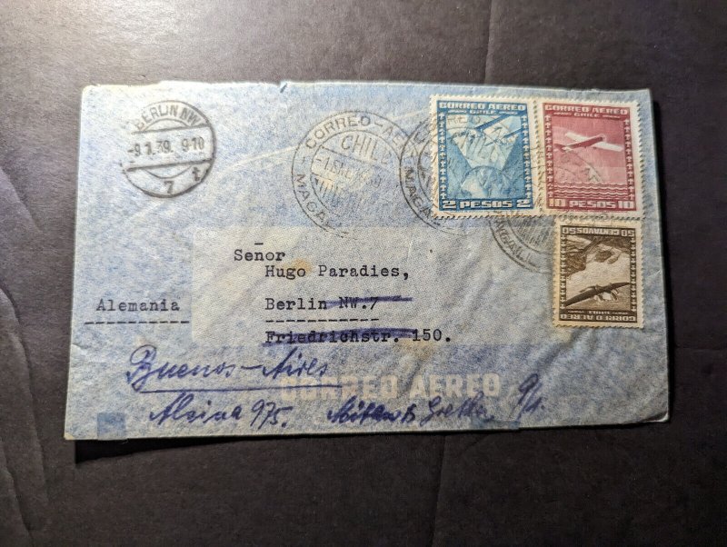 1939 Chile Airmail Cover Punta Arenas to Berlin Germany