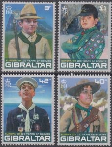 GIBRALTAR Sc # 1080-3 CPL MNH SET of 4 DIFF  SCOUTS for 2007 EUROPA ISSUE