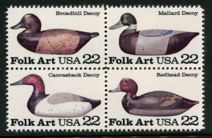 2141a US 22c Folk Art Decoys, MNH blk/4