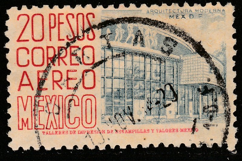 MEXICO C198a $20P 1950 Definitive 1st Ptg wmk the LQ variety.279 Used VF.(119)