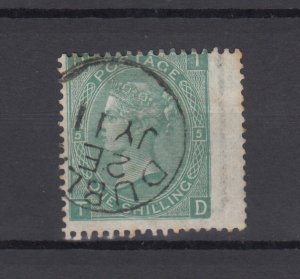 GB QV 1871 1/- Green Margin SG117 Plate 5 Superb Dublin CDS VFU BP12990