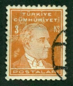 Turkey 1937 #743 U SCV(2024) = $0.30