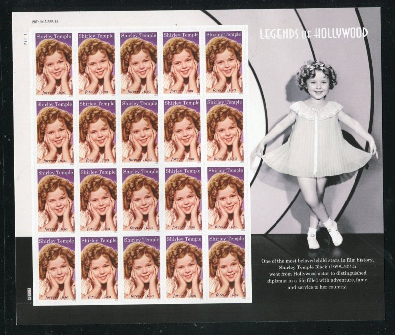 ​G USA Sc#5060 Legends of Hollywood Shirley Temple Full Sheet of 20 forever MNH