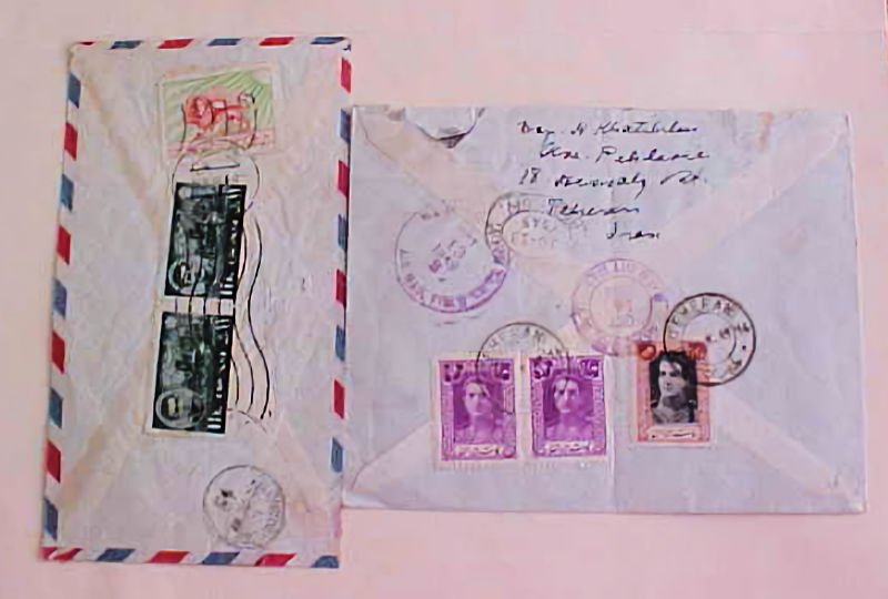 IRAN SHAH REGISTERED 2 COVERS 1949 TO USA