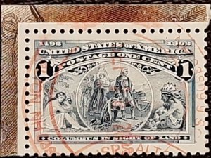 US Scott # 2624a; used 1c Columbus issue from 1992; VF centering; off paper