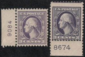 USA #529, 530 F/VF OG NH, plate number singles