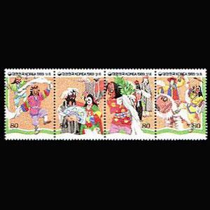 KOREA 1989 - Scott# 1441 Mask Dance Set of 4 NH