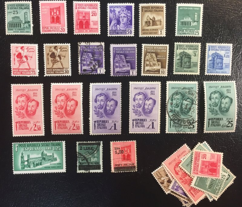 Italy and Italian Social Republic LOT (Mint and Used) c1945