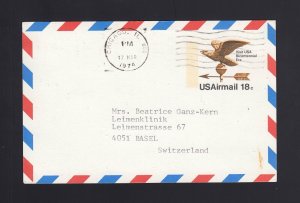 UXC15, UPSS #SA14 18c Air Mail Postal Card USED to SWITZERLAND, Cat $32.50