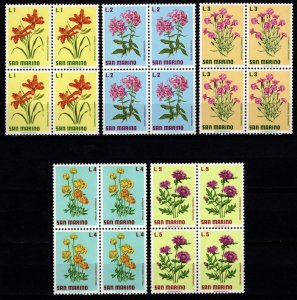 San Marino 1971 Flowers, Part Set blocks to 5l [Mint]
