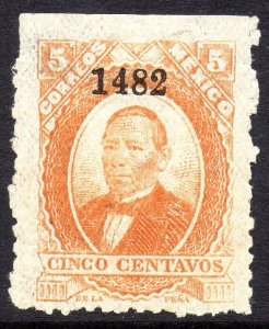 Mexico 1882 Juarez 5¢ Orange 1482 Mint MX664