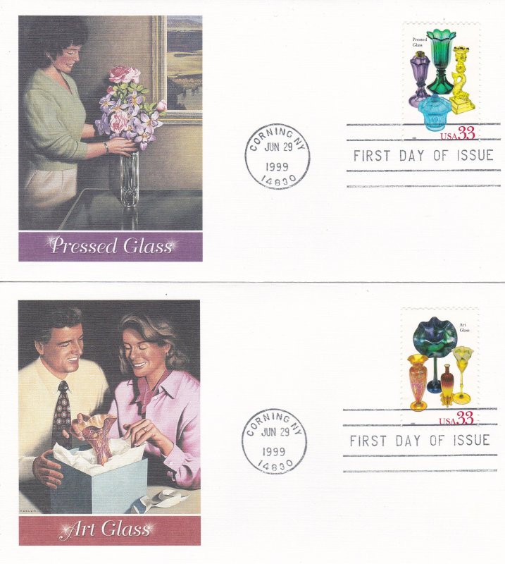 United States # 3325-3328, American Glass,  Fleetwood First Day Cover