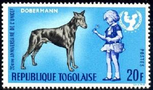 Girl & Doberman, UNICEF, 20th Anniversary, Togo SC#591 MNH