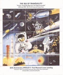 Palau - 1989 Lunar Landing Anniversary - 25 Stamp Sheet #218