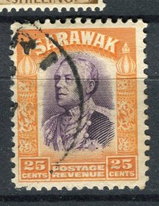 SARAWAK; 1934 early Brooke Crown Colony issue fine used 25c. value