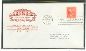 US 827 1938 22c Grover Cleveland (presidential/prexy series) on an addressed first day cover with a House of Farnum cachet.