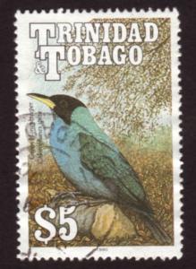 Trinidad & Tobago 1990 Sc#517, SG#795 $5 Green Honey Creeper USED-Fine-NH.