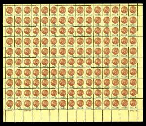 U.S. #1734 Indian Head Penny - Sheet of 150 - OGNH - VF - CV$37.60 (ESP#590)